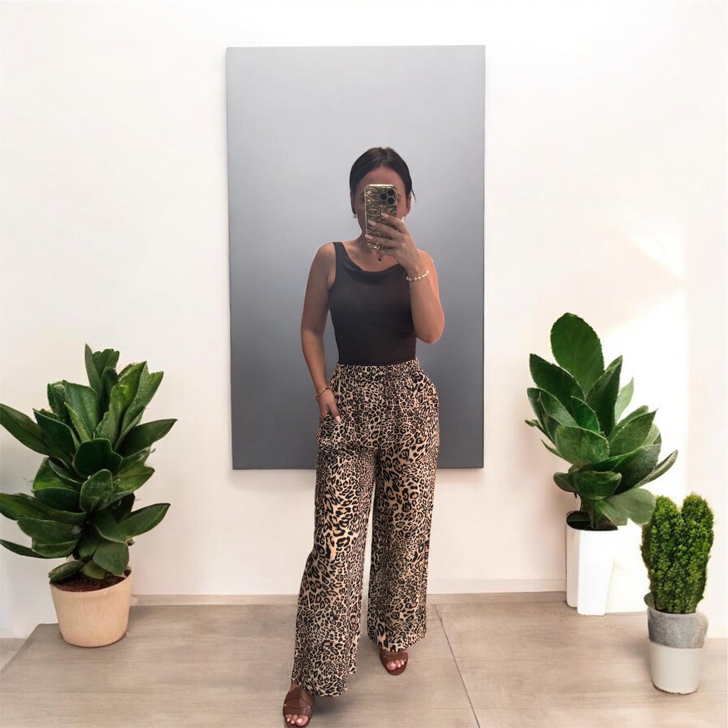 PANTALON PALAZZO LEOPARDO
