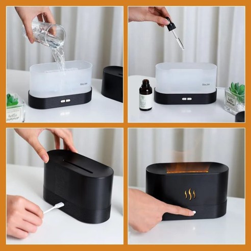 Difusor de aroma con efecto de fuego 9 colores